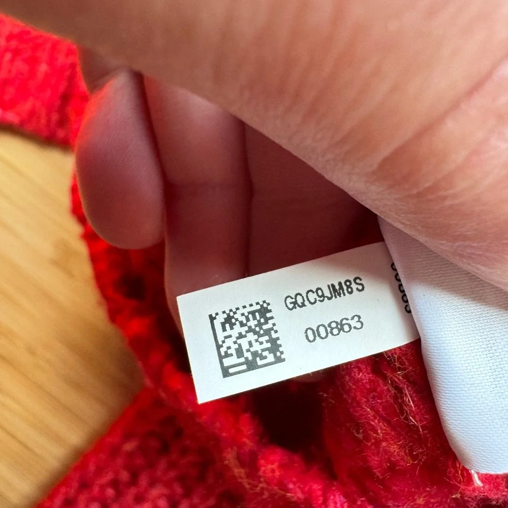 American Eagle Red Chunky Ribbed Knit Cropped Sweater Womens‎ XL Vibrant